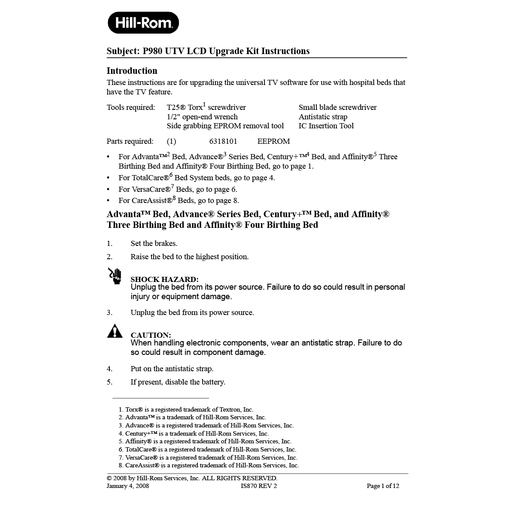 Instruction Sheet, P980 UTV LCD Upgrade